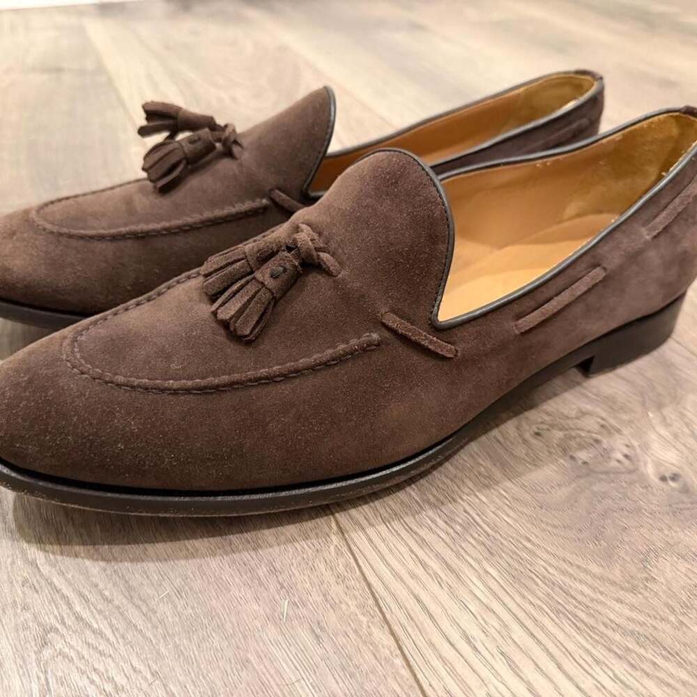 SuitSupply Brown Suede Tassel Loafers